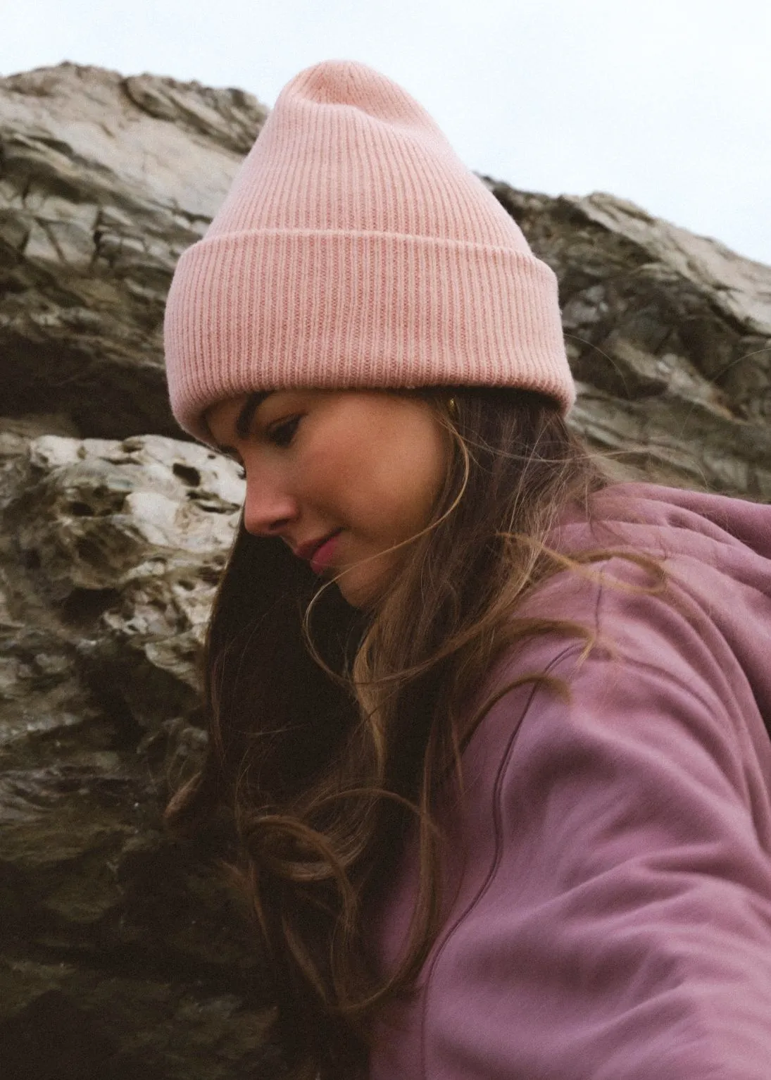 Super Soft Recycled Beanie Hat in Peach Fuzz