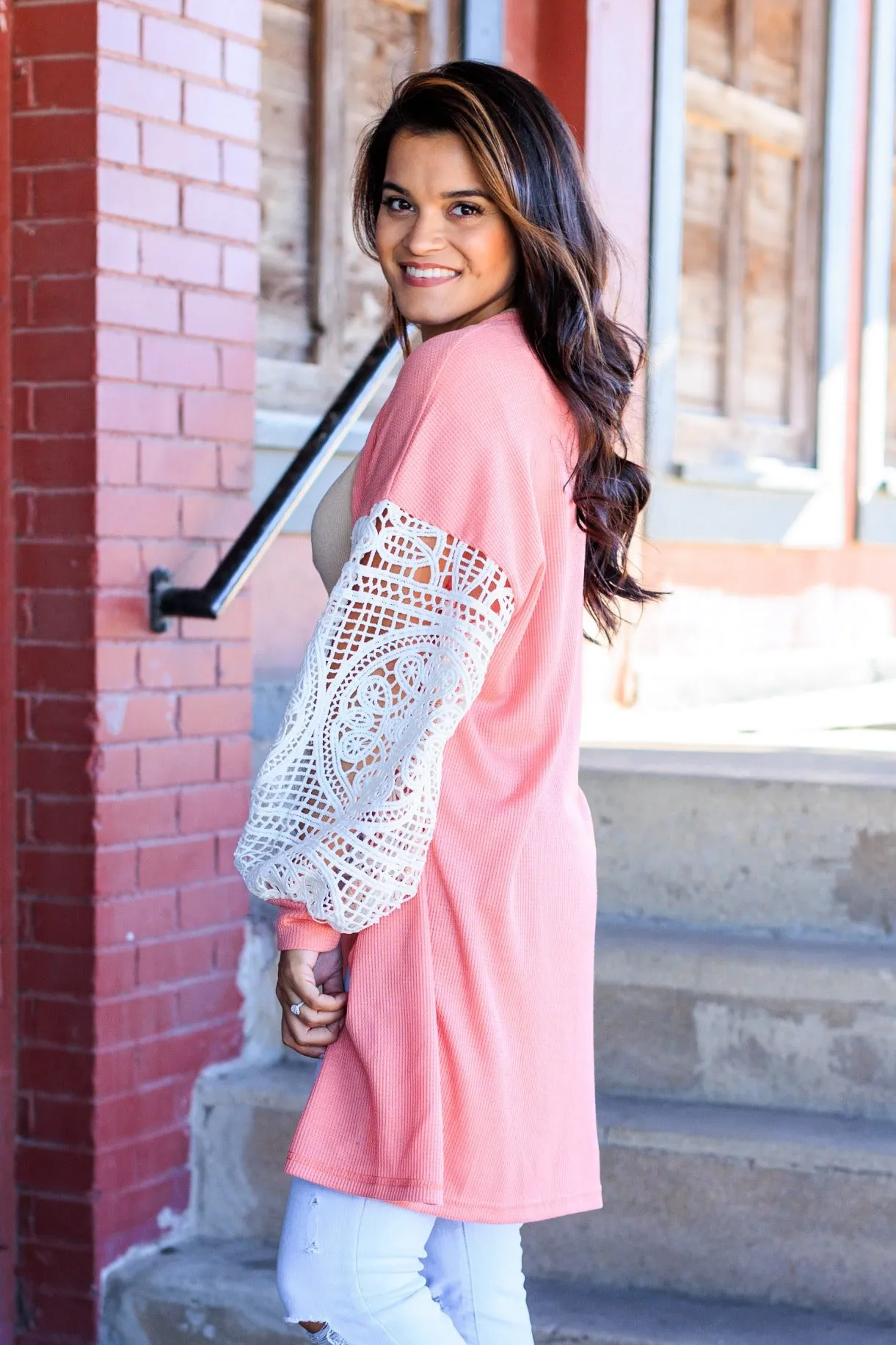 Sweet Mood Lace Sleeve Cardigan