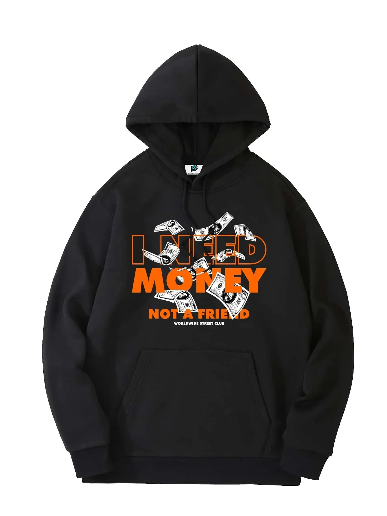 SXV  'I NEED MONEY’ Printed Cool Aesthetic Sweatshirt Hoodie