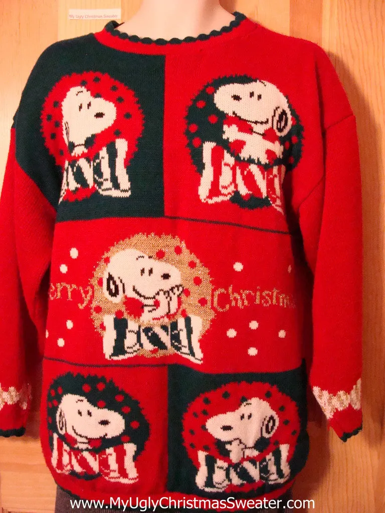 Tacky 80s Snoopy Ugly Christmas Sweater (f567)