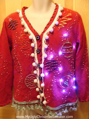 Tacky Ugly Christmas Sweater with Lights and Fringe (g14)