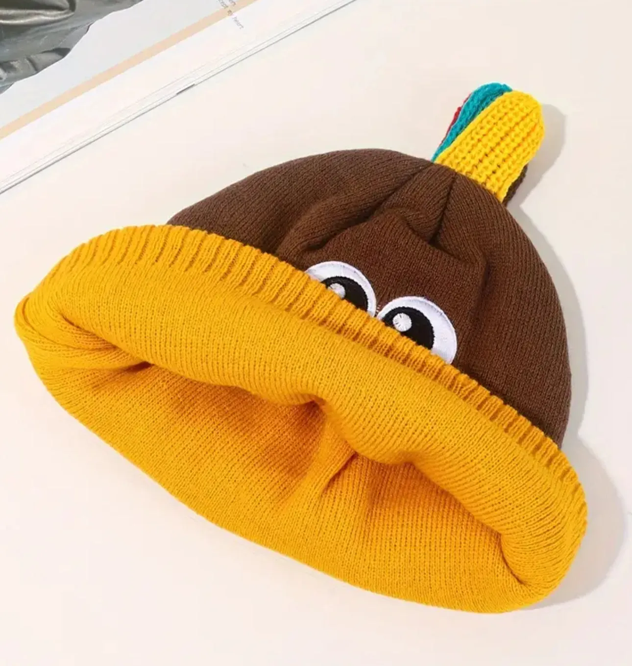 Thanksgiving Turkey Beanie With Cockscomb Yellow Cartoon Embroidery Knit Hats Lightweight Elastic Skull Cap Warm Beanies For Women & Men