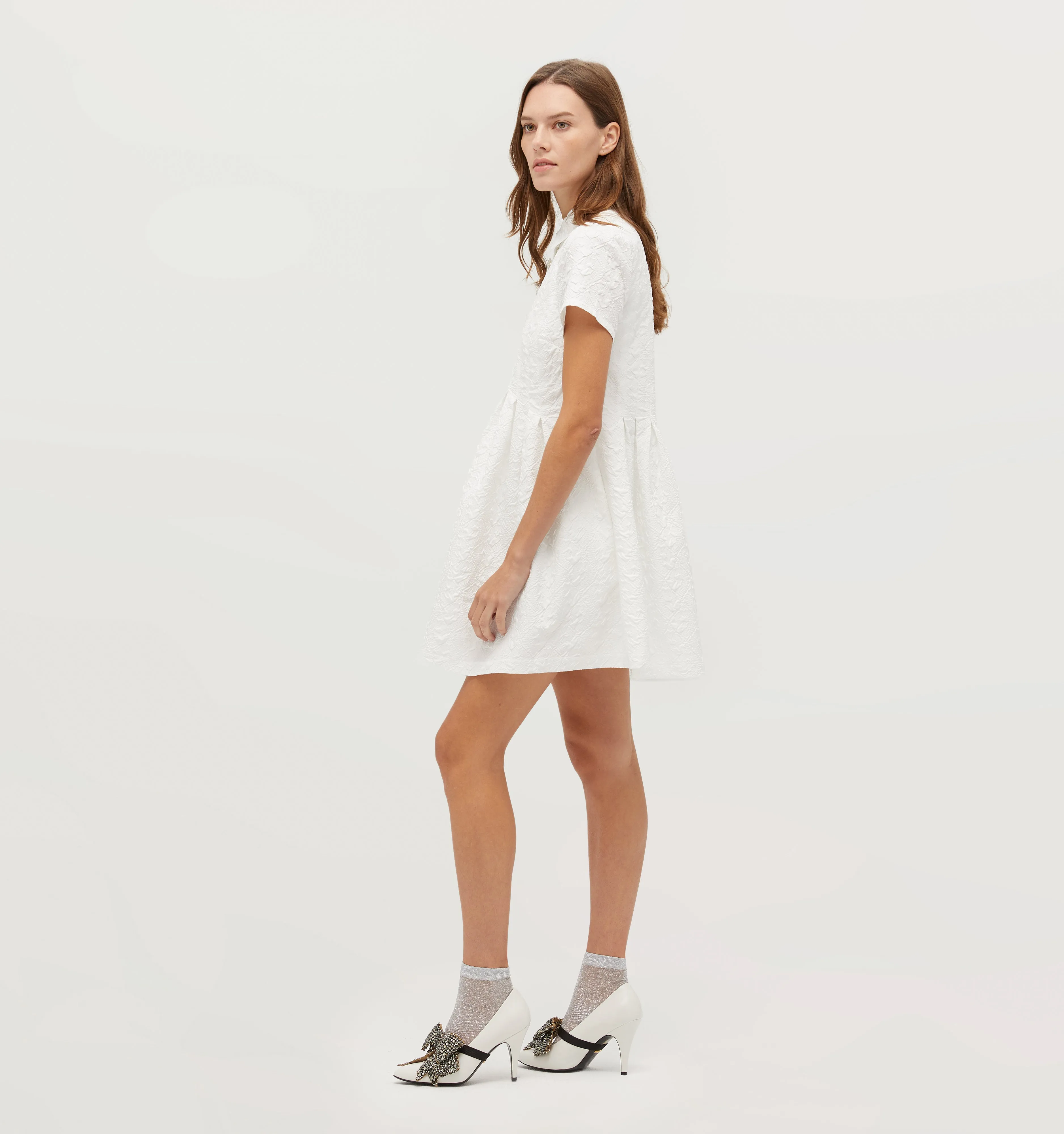 The Rosalind Dress - Winter White Puffy Jacquard