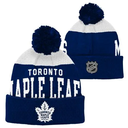 Toronto Maple Leafs NHL Outerstuff Youth Navy/White Cuff Pom Knit Hat