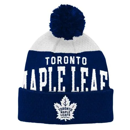 Toronto Maple Leafs NHL Outerstuff Youth Navy/White Cuff Pom Knit Hat