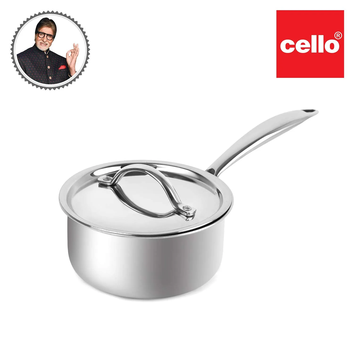 Tri-Ply Induction Base Stainless Steel Sauce Pan with Lid