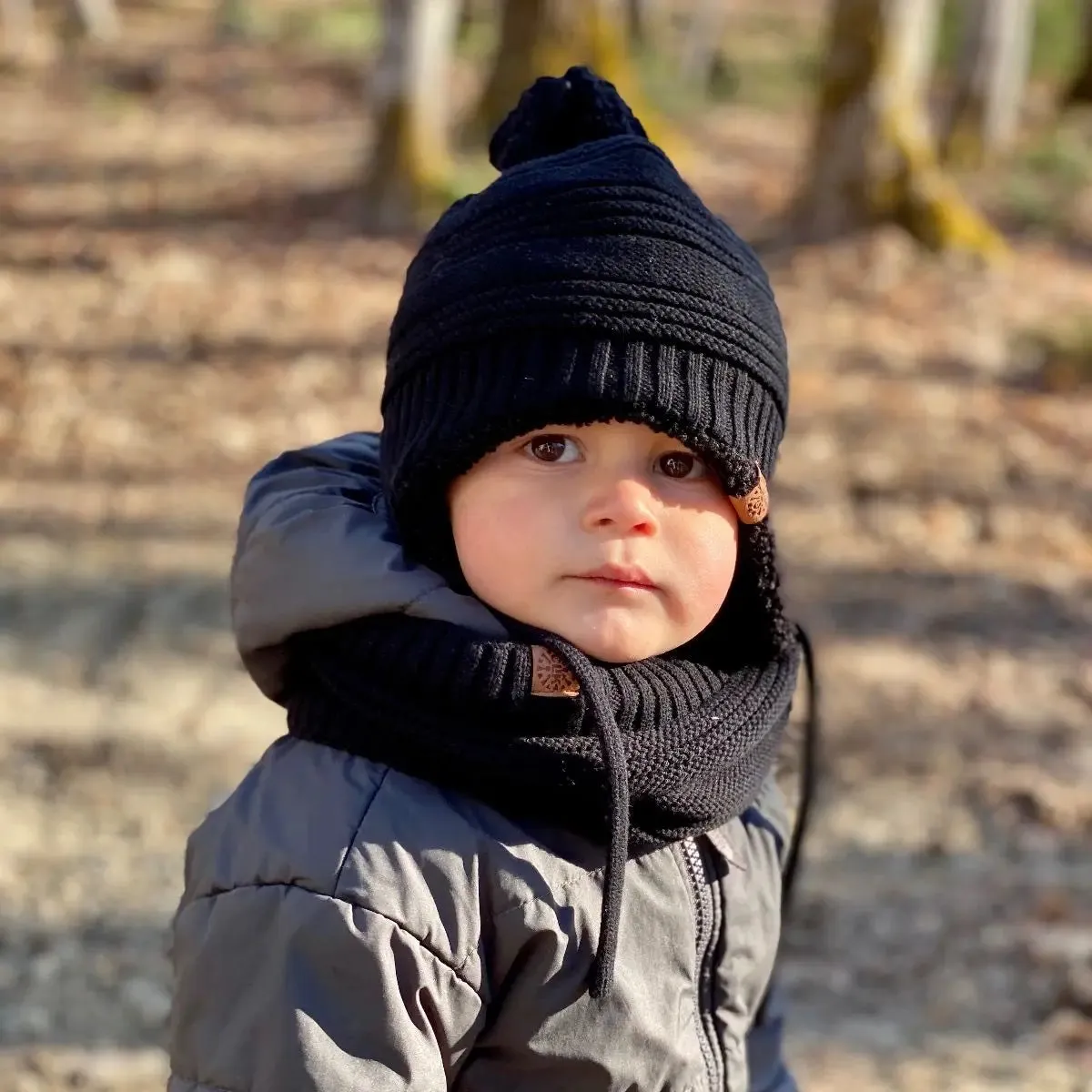 Unisex Cotton Knit Winter Hat - Black | CALIKIDS