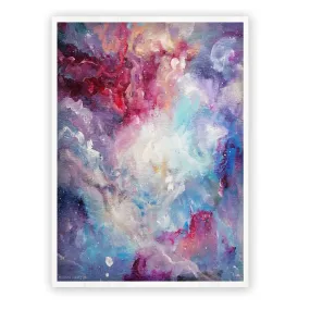 Vertical pink & purple abstract wall art print