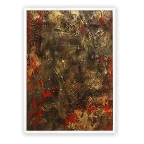 Vertical red & gold abstract wall art print