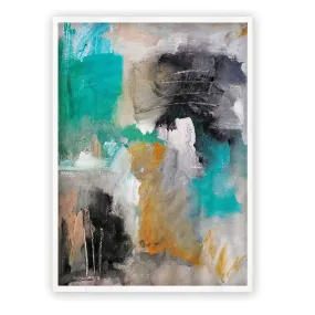 Vertical teal & orange abstract wall art print