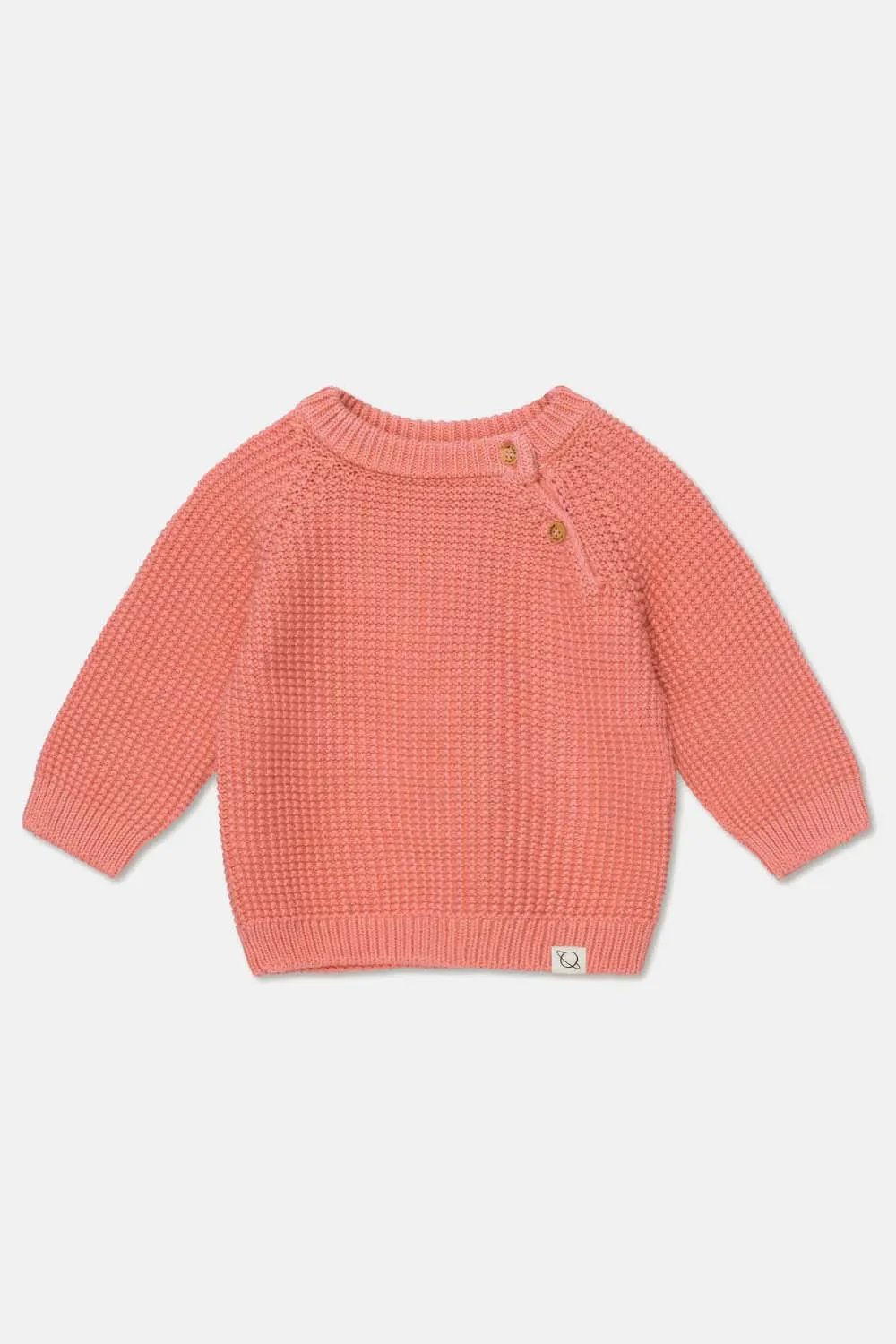 WAFFLE-KNIT RAGLAN BABY PULLOVER