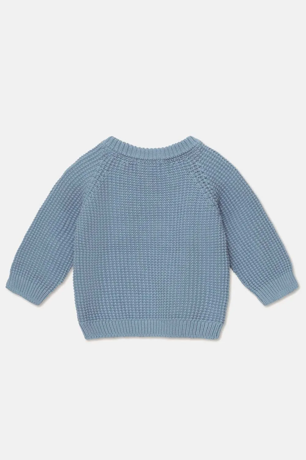 WAFFLE-KNIT RAGLAN BABY PULLOVER