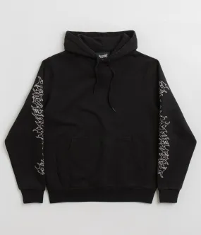 Welcome Barb Sleeve Embroidered Pigment-Dyed Hoodie - Black