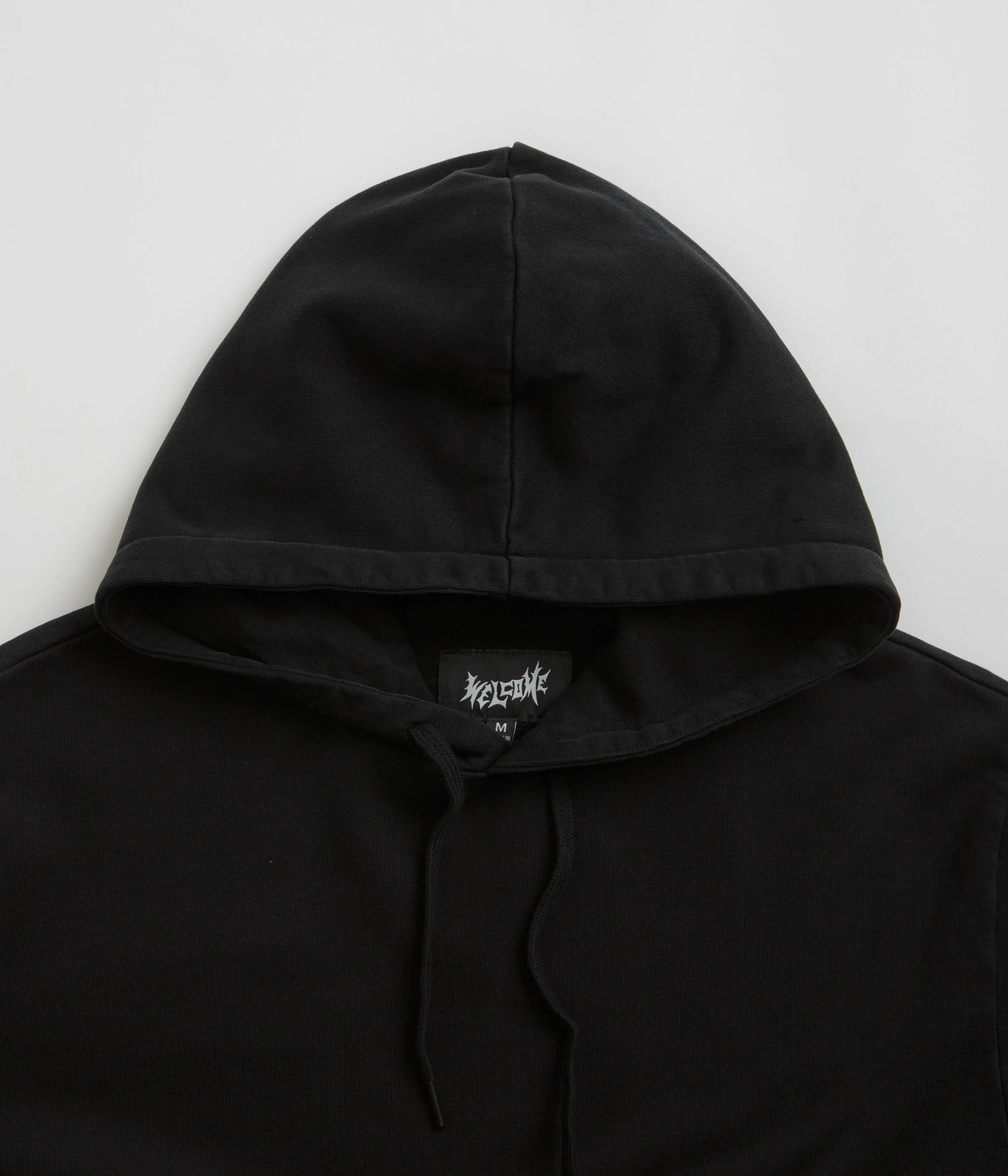 Welcome Barb Sleeve Embroidered Pigment-Dyed Hoodie - Black