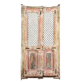 White Painted Jali Doors From Gujarat - 19th Century