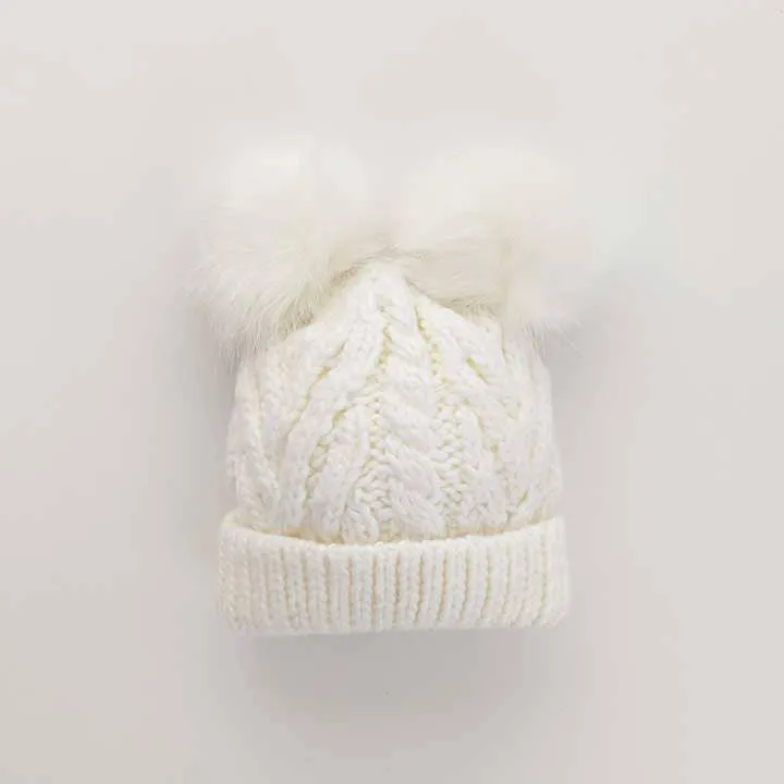 Winter White Fluffer Beanie Hat: huggalugs