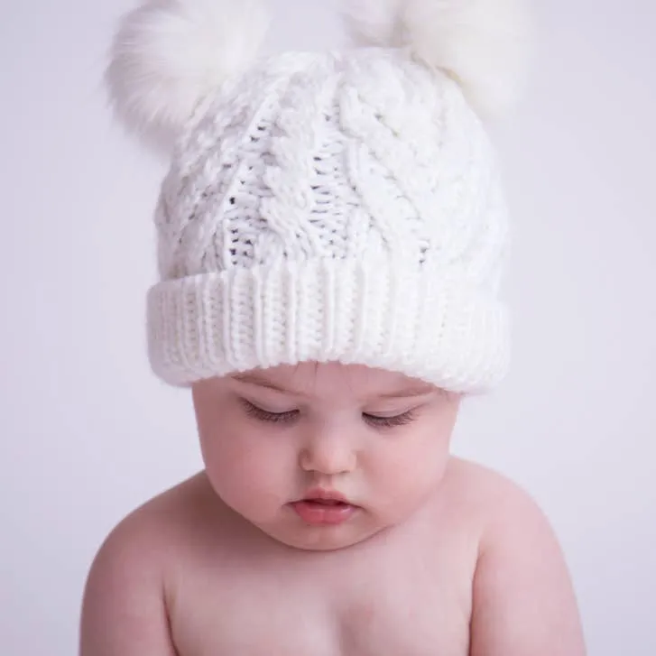 Winter White Fluffer Beanie Hat: huggalugs