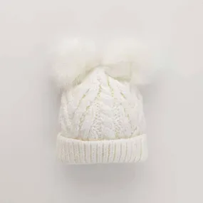 Winter White Fluffer Beanie Hat: huggalugs