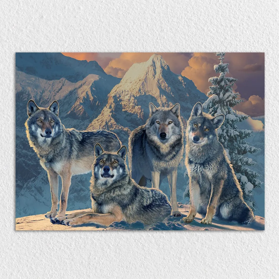 Wolf Pack Winter - Metal Wall Art