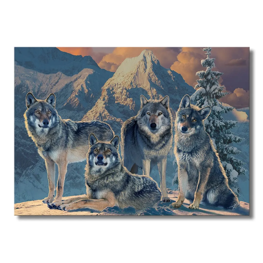 Wolf Pack Winter - Metal Wall Art