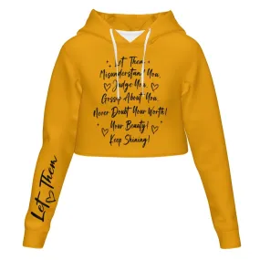 Women's All Over Print Cropped Hoodie Let Them Orange Hooded hoodie