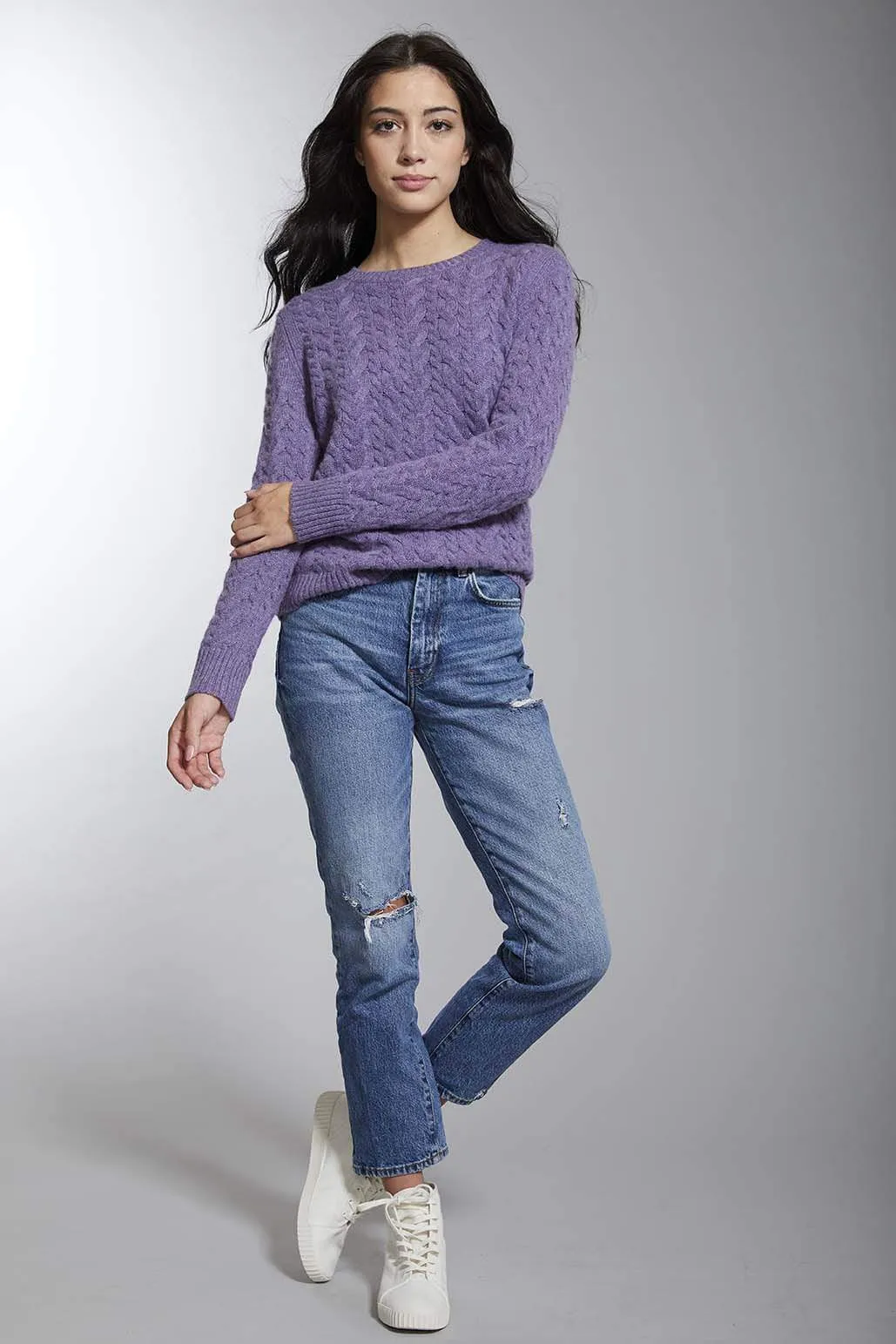 Women's Deep-Textured Cableknit Cashmere Sweater