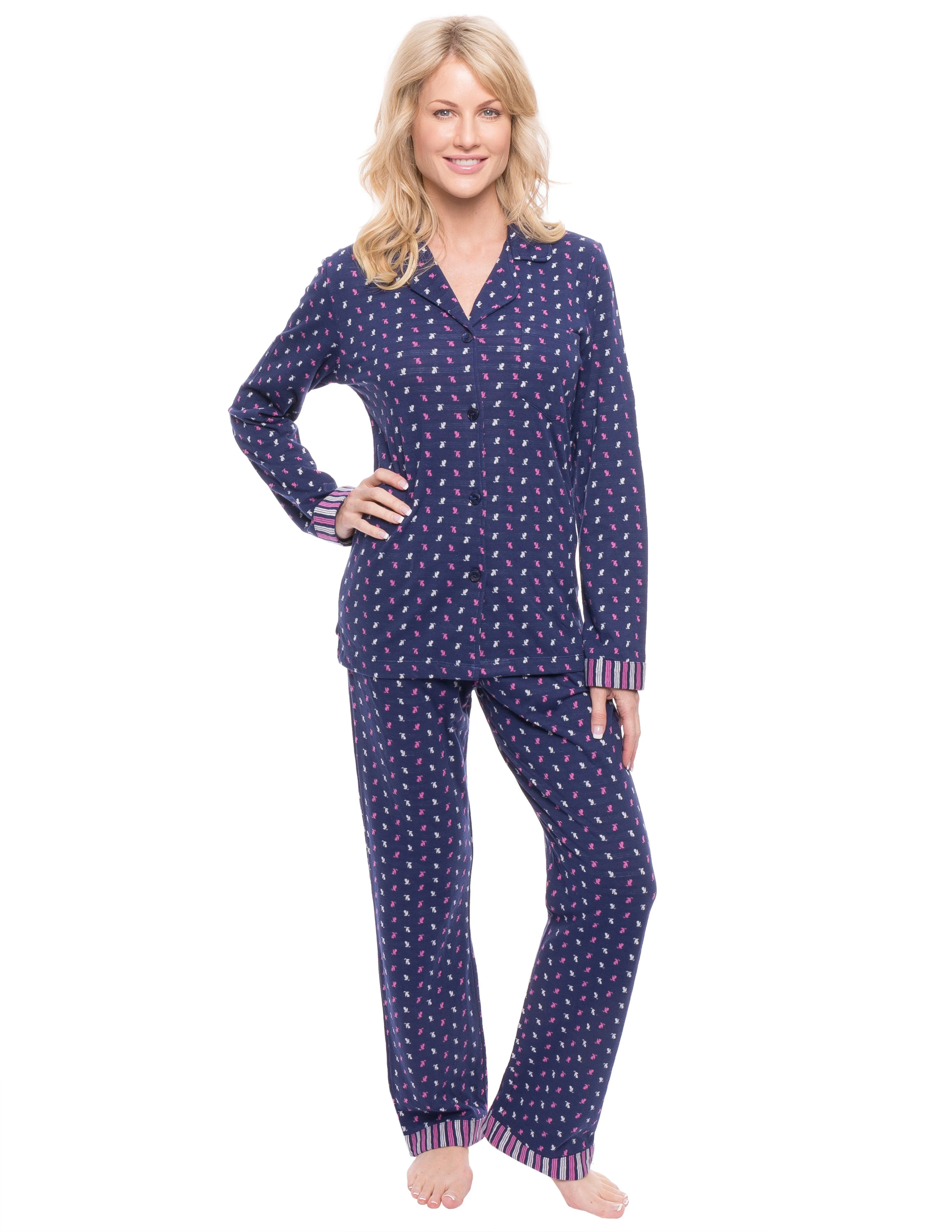 Women's Double Layer Knit Jersey Pajama Sleepwear Set