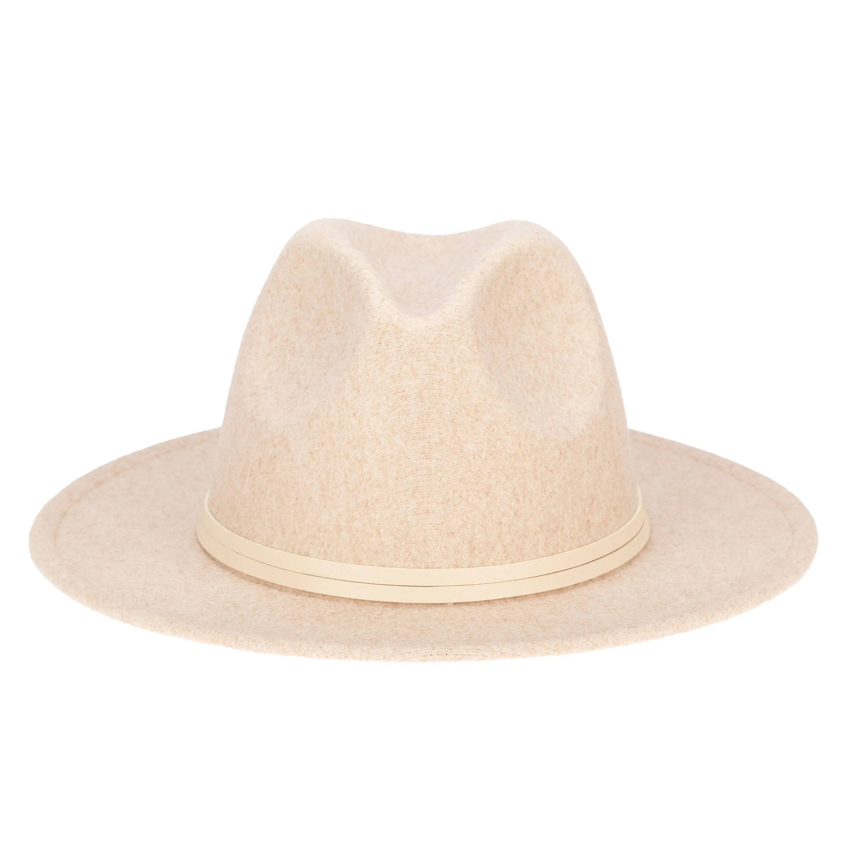 Women's Faux Felt Fedora with Leather Band