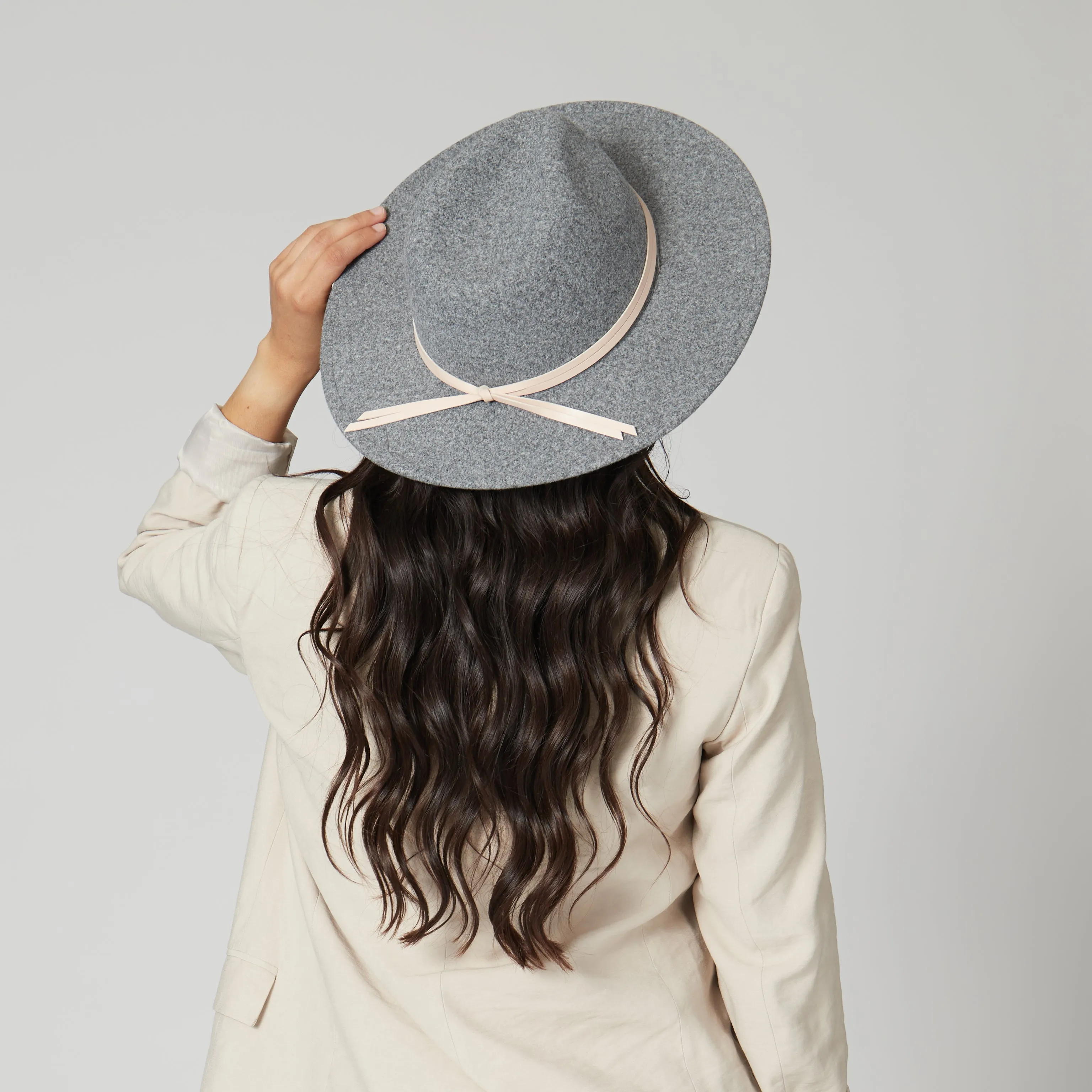 Women's Faux Felt Fedora with Leather Band