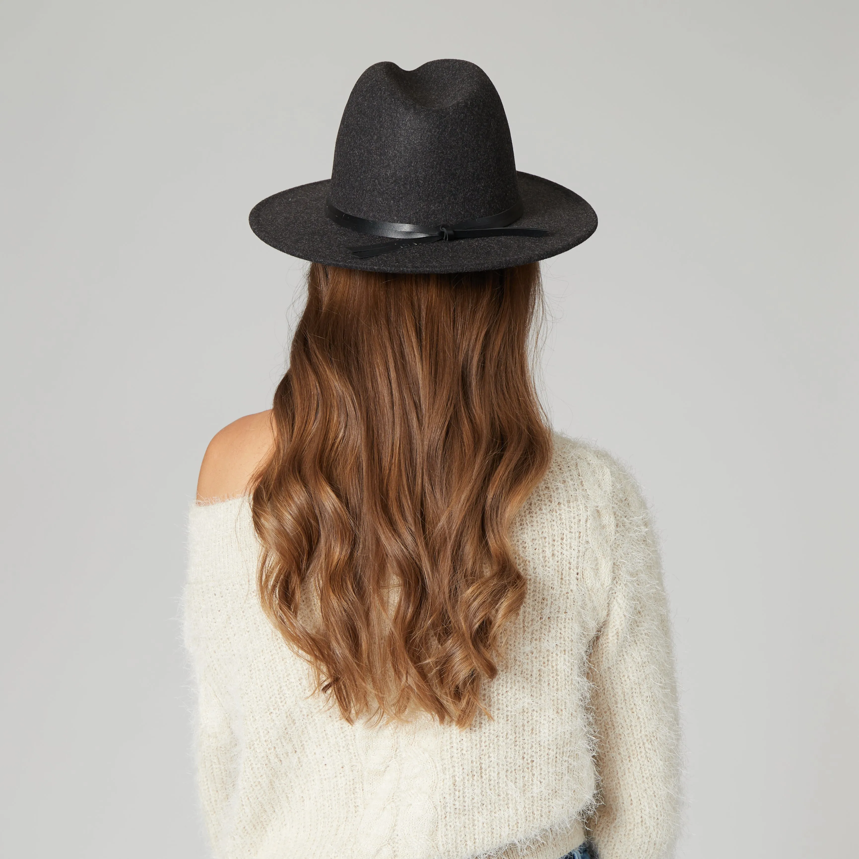 Women's Faux Felt Fedora with Leather Band