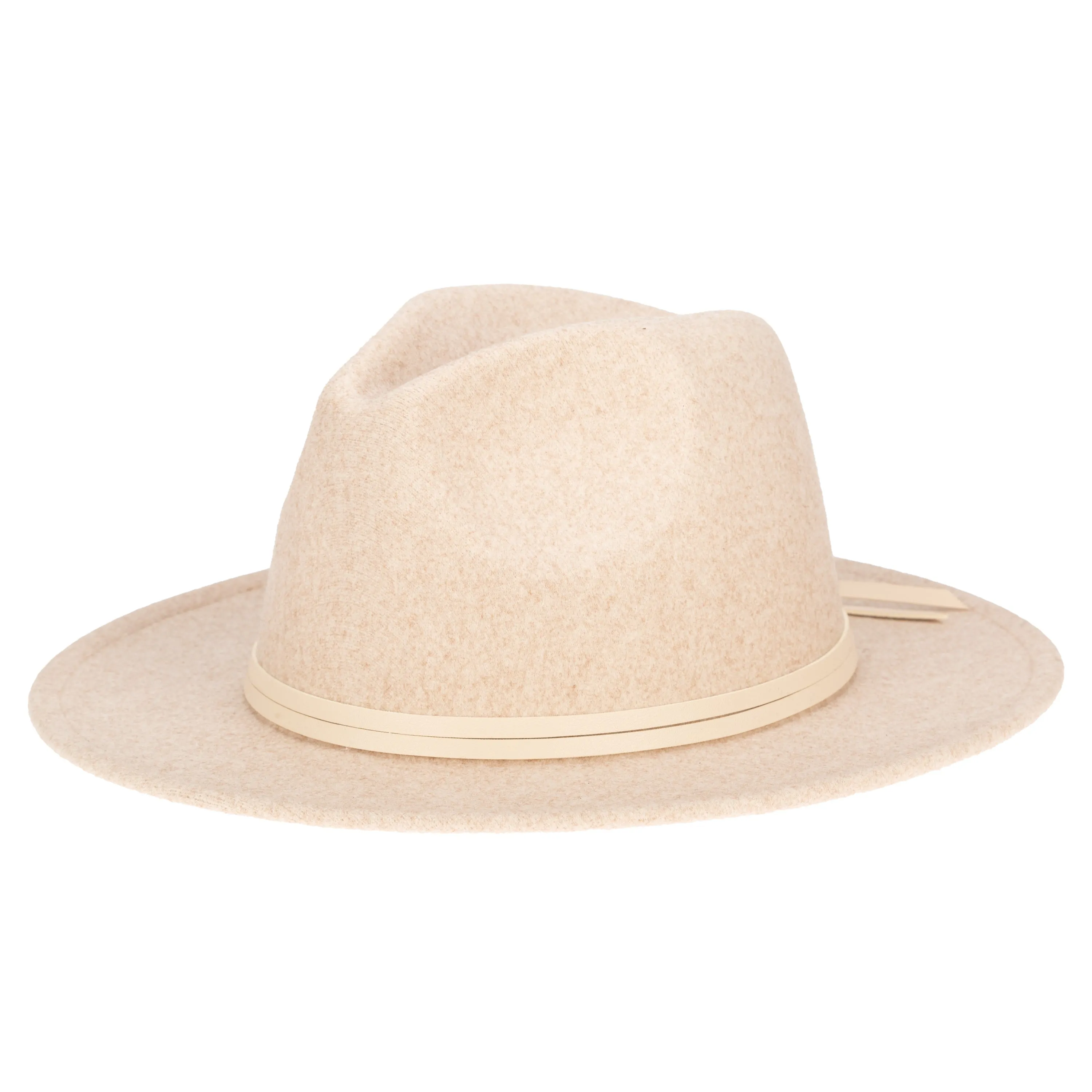 Women's Faux Felt Fedora with Leather Band