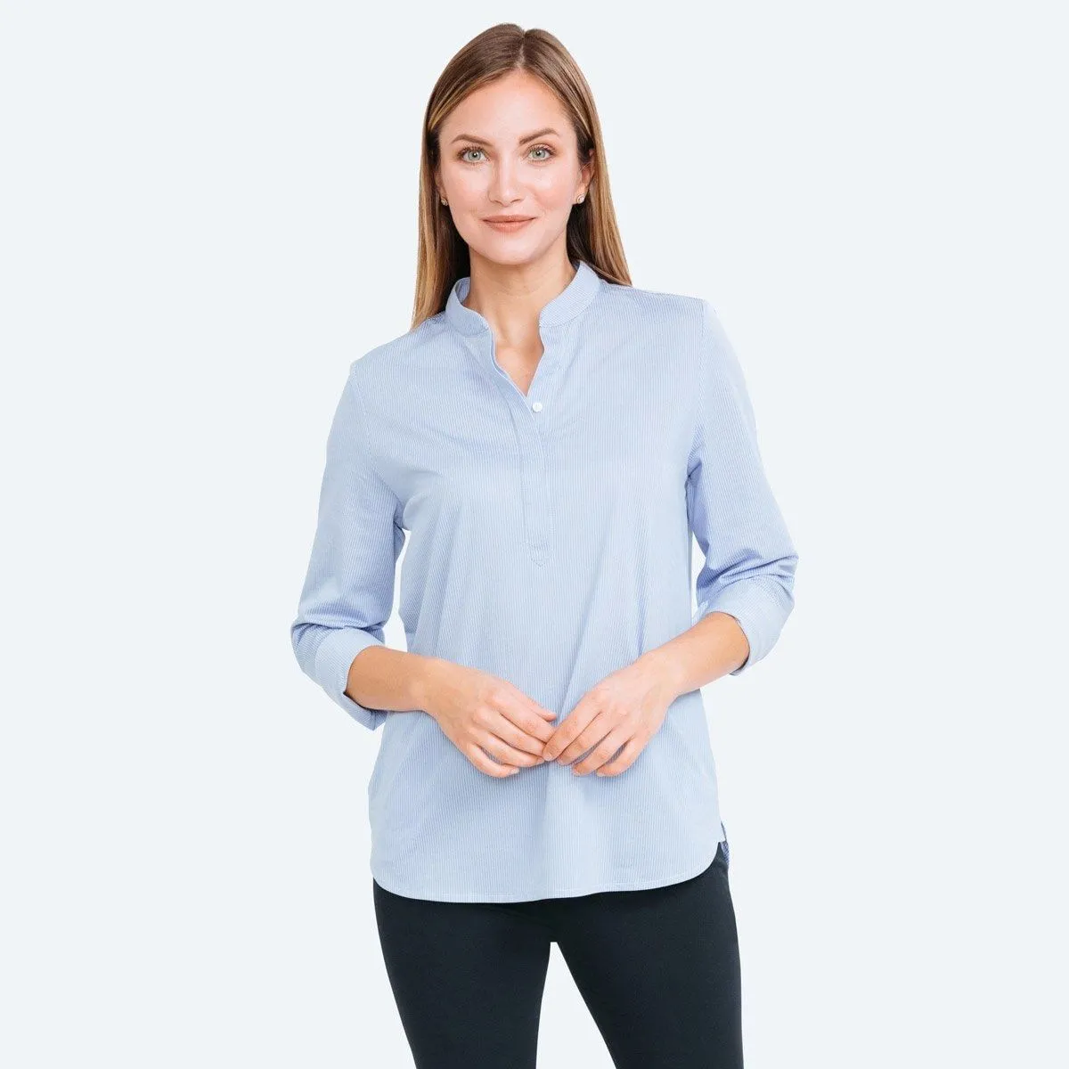 Women's Hybrid Popover - Blue Stripe