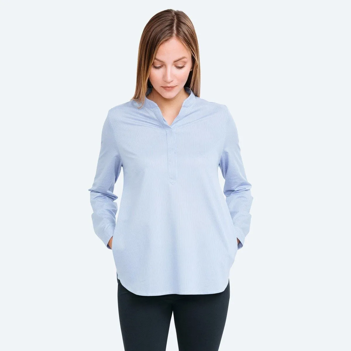 Women's Hybrid Popover - Blue Stripe