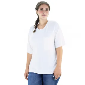 Women's Solid Top With Pocket Side,White