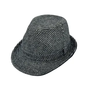 Wool Striped Fedora Hat - Classy Manhattan Trilby Winter Short Brim Structured LD61573