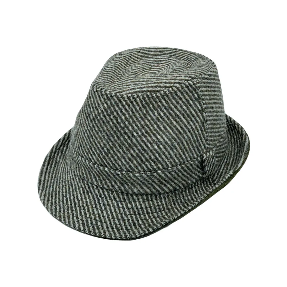 Wool Striped Fedora Hat - Classy Manhattan Trilby Winter Short Brim Structured LD61573