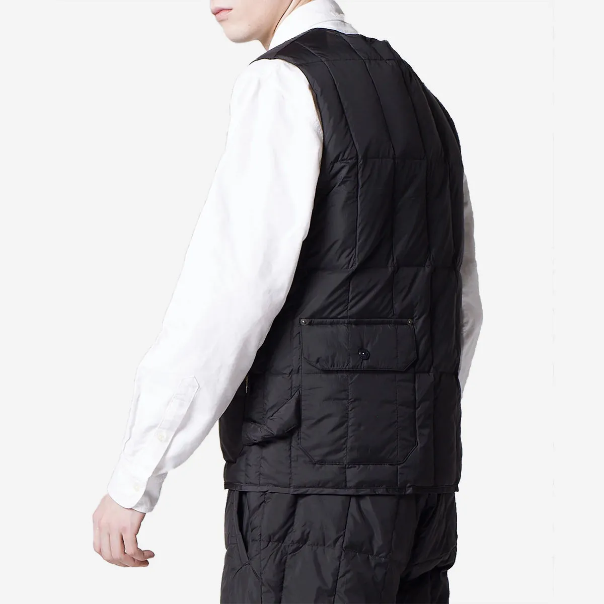 Work V-Neck Button Down Vest - Black