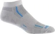 WrightSock Men's Stride Lo Single Pack, Lite Grey/Blue Stripe, Small