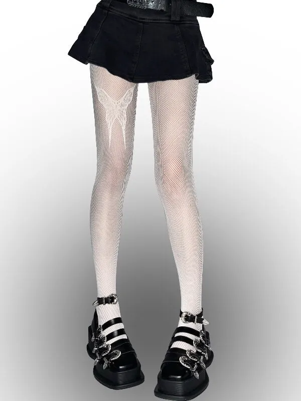 Y2k butterfly fishnet tights